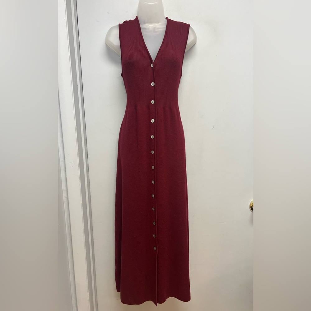 Preview Collection Burgundy Ribbed Sweater Maxi Dress – Size Medium